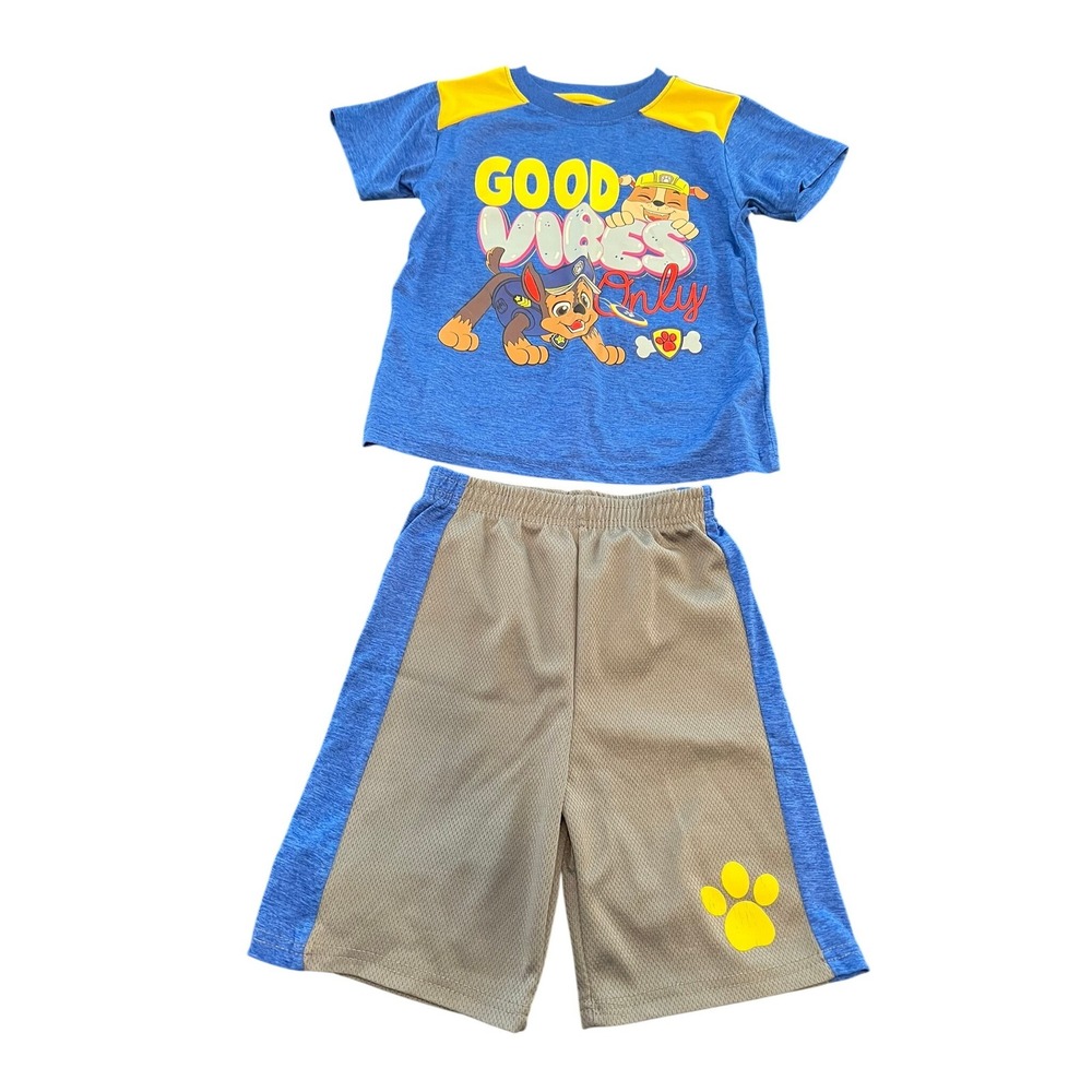 Nickelodeon Paw Patrol Boys Blue Good Vibes Only Shirt and Mesh Short Set Size 6